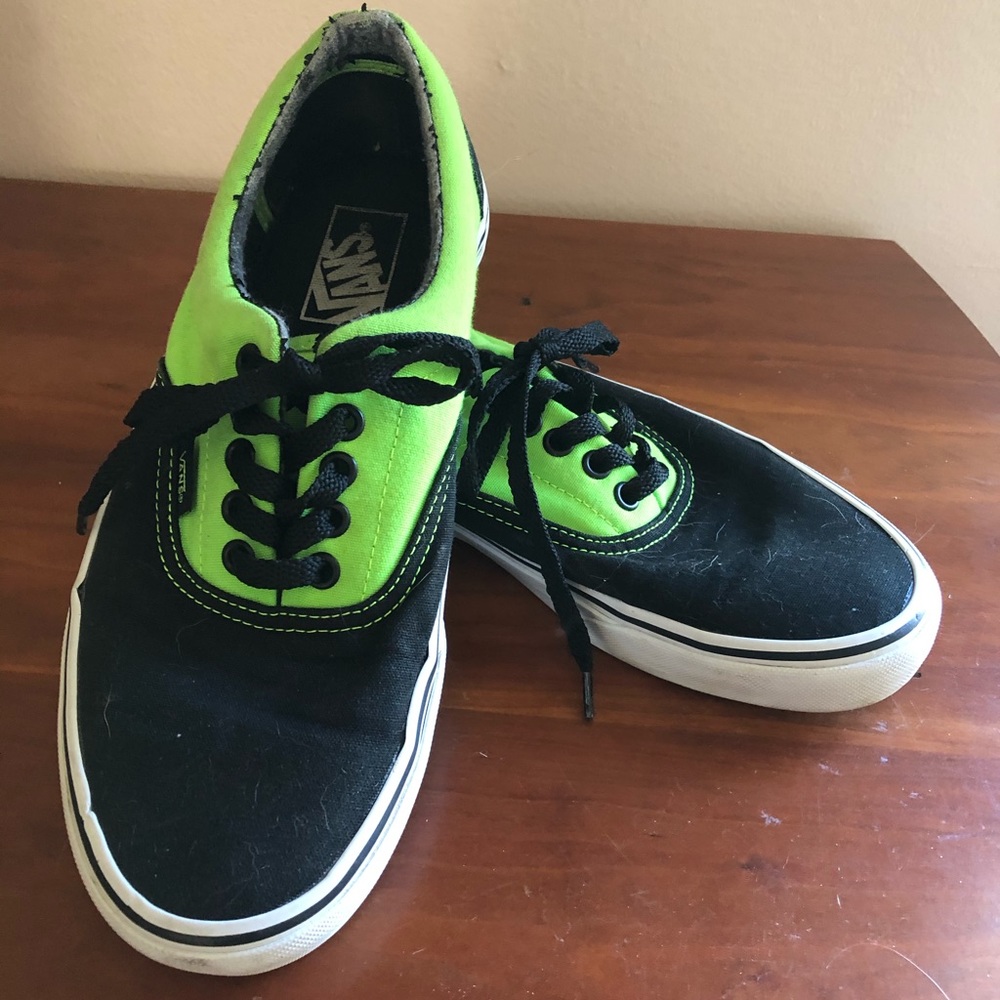Lime green and black Vans